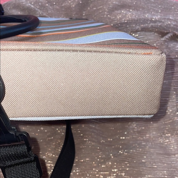 Denali Tan and Orange Striped Laptop Bag with Modern Design - Picture 9 of 9